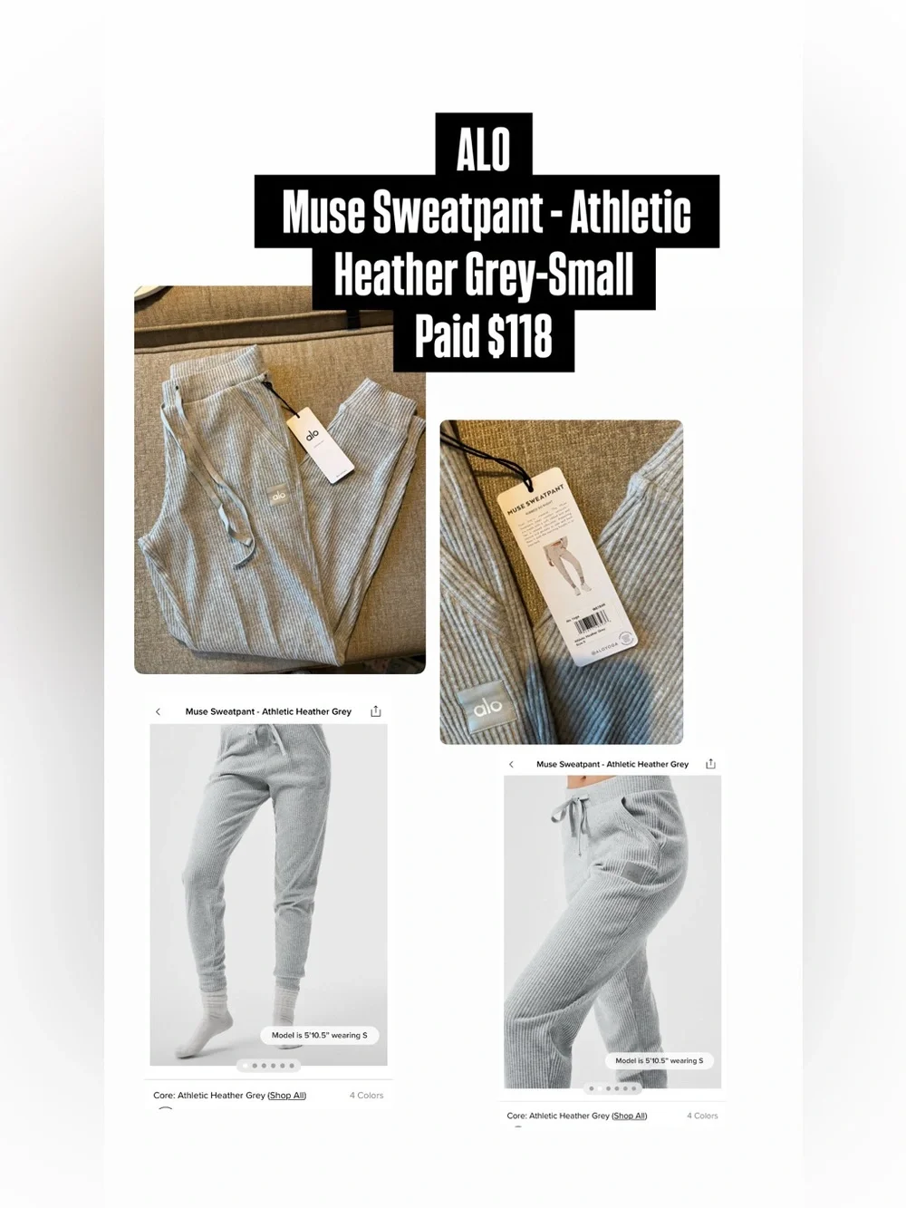 ALO Muse Sweatpant Joggers - Athletic Heather Grey